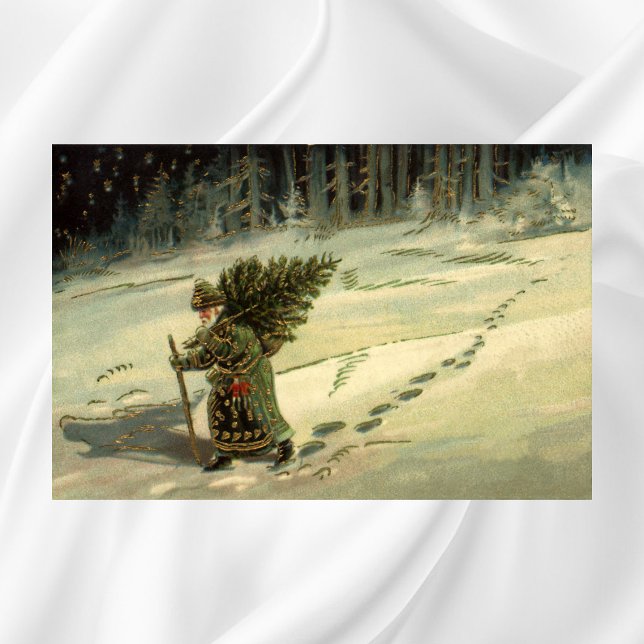 Vintage jul, Jultomten med Träd Poster (Skapare uppladdad)