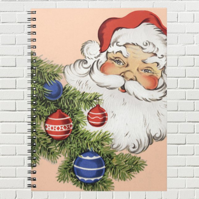Vintage jul Jultomten med Träd-prydnadsföremål Anteckningsbok (Skapare uppladdad)