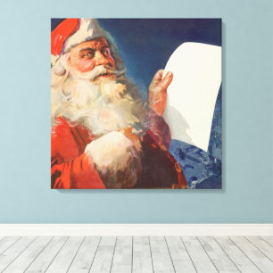 Vintage jul, Jultomten Naughty Nice List Canvastryck