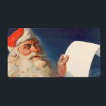 Vintage jul, Jultomten Naughty Nice List Fraktsedel<br><div class="desc">Vintage illustration av God jul helgdag-bilden med en glad Jultomten som bär sin röda hatt och som kontrollerar hans stygga eller trevliga lista på julen i Kväll.</div>