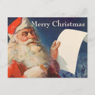 Vintage jul, Jultomten Naughty Nice List Helg Vykort