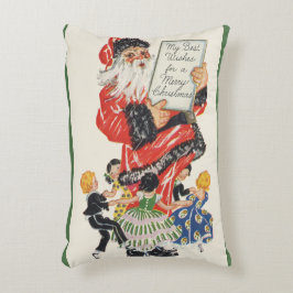 Vintage jul Jultomten och Children Dance Prydnadskudde