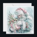 Vintage jul Jultomten Pastel Julkort<br><div class="desc">Elegant vintage pastel teal,  rosa och blått Jultomten. Personlig på baksidan med ditt budskap och namn. Kontakta mig om du behöver hjälp med din anpassning eller om du vill be om ytterligare matchning eller samordning av Zazzle-produkter.</div>