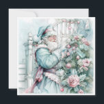 Vintage jul Jultomten Pastel Träd Julkort<br><div class="desc">Elegant vintage pastellteal,  rosa och blått Jultomten som placerar presenter under träd. Personlig på baksidan med ditt budskap och namn. Kontakta mig om du behöver hjälp med din anpassning eller om du vill be om ytterligare matchning eller samordning av Zazzle-produkter.</div>
