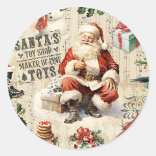 Vintage jul Jultomten Runt Klistermärke