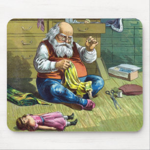 Vintage jul, Jultomten Skapar Leksak Dolls Musmatta