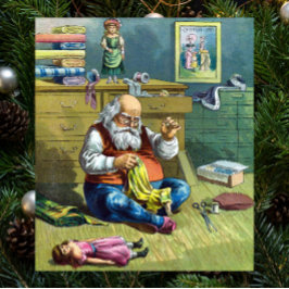 Vintage jul, Jultomten Skapar Leksak Dolls Poster