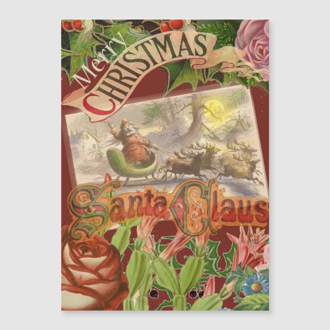 Vintage jul Jultomten Sleigh (Framsida)