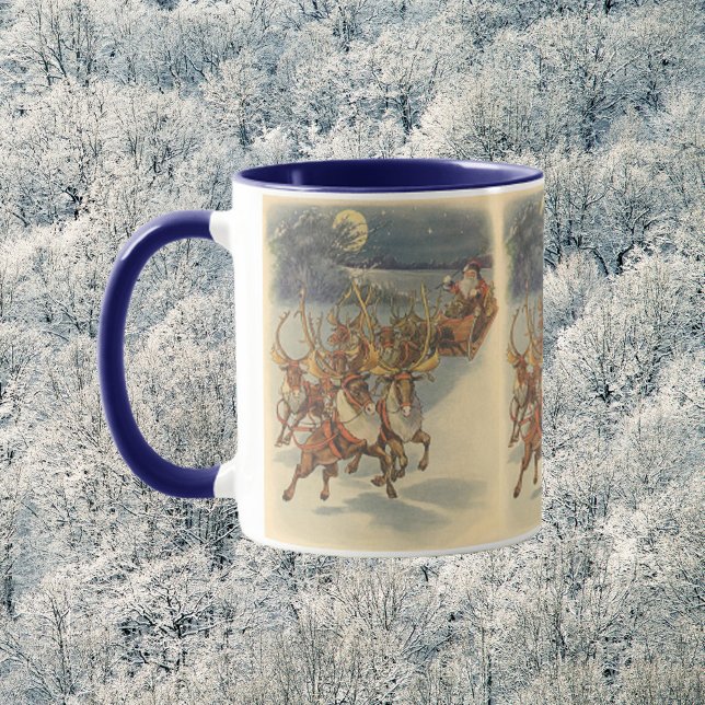 Vintage jul Jultomten Sleigh med Reindeer Mugg (Skapare uppladdad)