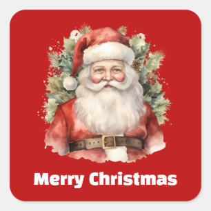 Vintage jul Jultomten Smiling Fyrkantigt Klistermärke