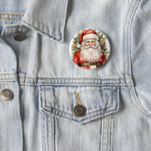 Vintage jul Jultomten Smiling Knapp