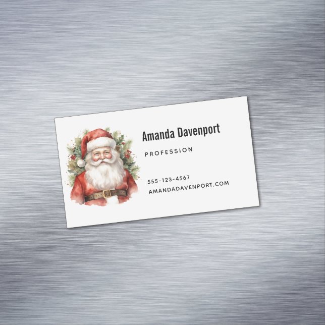 Vintage jul Jultomten Smiling Magnetiska Visitkort (In Situ)