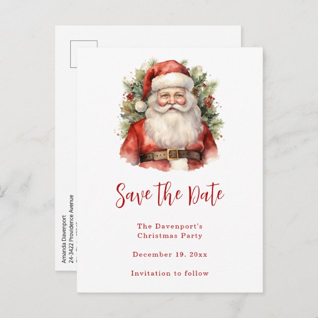 Vintage jul Jultomten Smiling Meddelande Vykort (Fram/baksida)