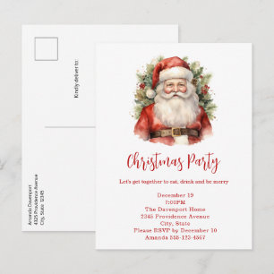 Vintage jul Jultomten Smiling Party Inbjudan Vykort