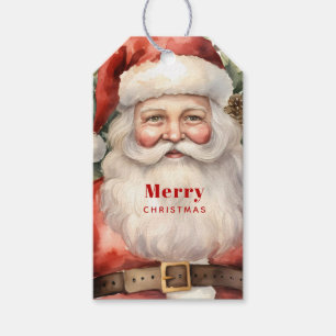 Vintage jul Jultomten Smiling Presentetikett