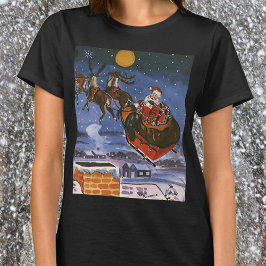 Vintage jul Jultomten som flyger hans sleigh Tee