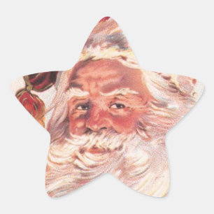 Vintage jul Jultomten Stjärnformat Klistermärke