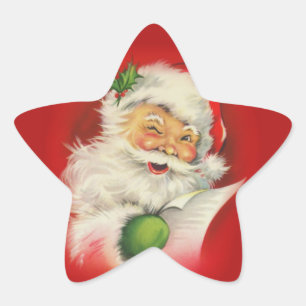 Vintage jul Jultomten Stjärnformat Klistermärke