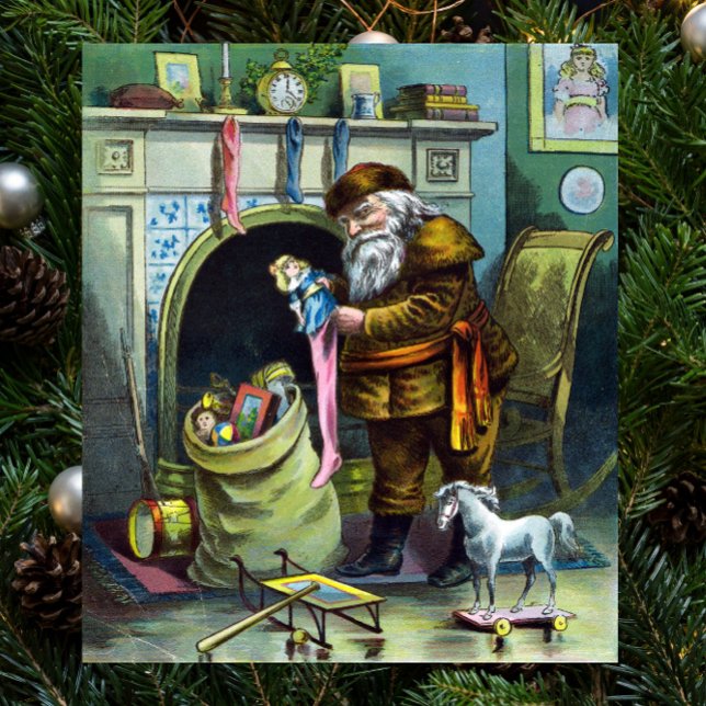 Vintage jul, Jultomten Stockings med Leksaker Poster (Skapare uppladdad)