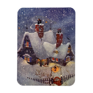 Vintage jul, Jultomten Workshop North Pole Magnet