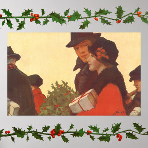 Vintage jul, Kärlek och Romantik Gift Shopping Poster