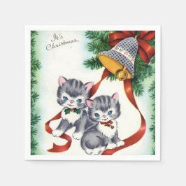 Vintage jul Kattunge Helgdag papper napkin Pappersservett