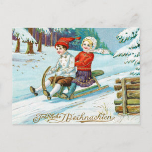 Vintage jul Kids Winter Snö Helgdag Helg Vykort