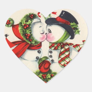Vintage jul Kiss Hjärtformat Klistermärke