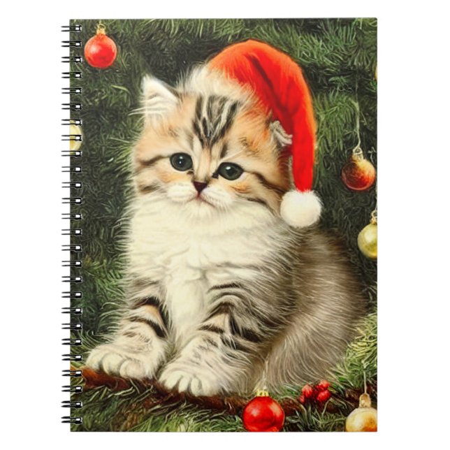 Vintage jul Kitten Anteckningsbok (Framsidan)
