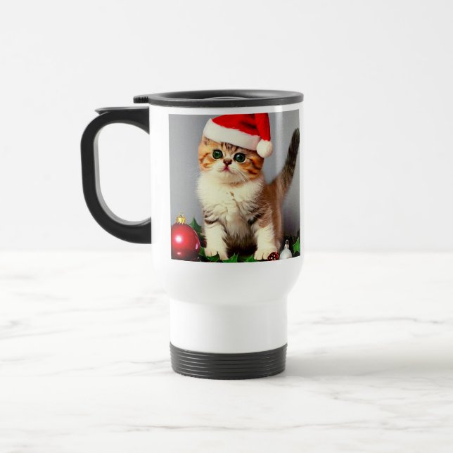 Vintage jul Kitten i Santa Hat Resemugg (Vänster)