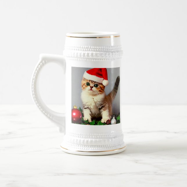 Vintage jul Kitten i Santa Hat Sejdel (Vänster)
