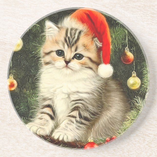 Vintage jul Kitten Underlägg (Framsidan)