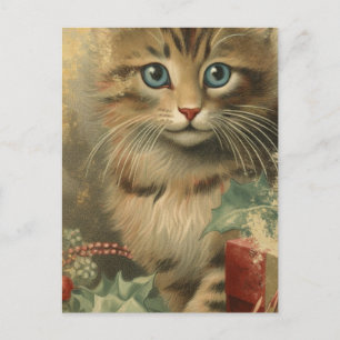 Vintage jul Kitten Vykort