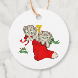 Vintage jul Kittens Gåvor Etiketter