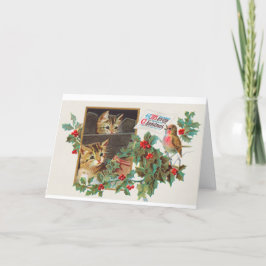 Vintage jul Kittens Helgkort