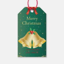 Vintage jul klockor och Red rosett band Presentetikett