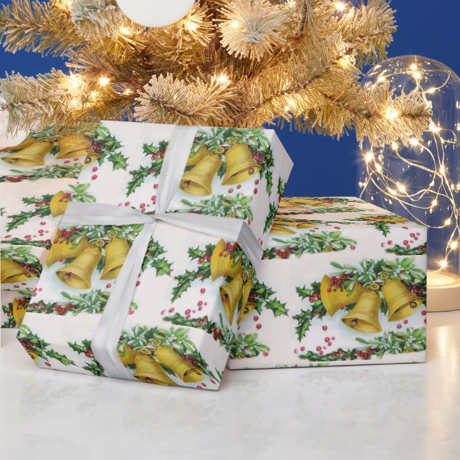 Vintage jul klockor-sida presentpapper (Helgdagar)