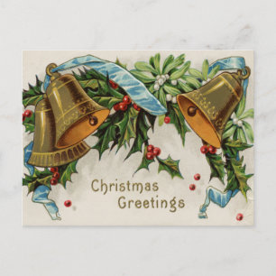 Vintage jul Klockor vykort