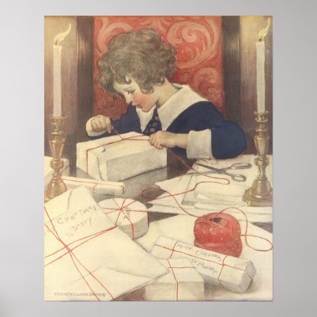Vintage jul Kväll Child, Jessie Willcox Smith Poster (Framsidan)