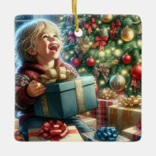 Vintage jul Kväll Joy Personlig Julgransprydnad Keramik