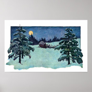 Vintage jul Kväll Jultomten Poster