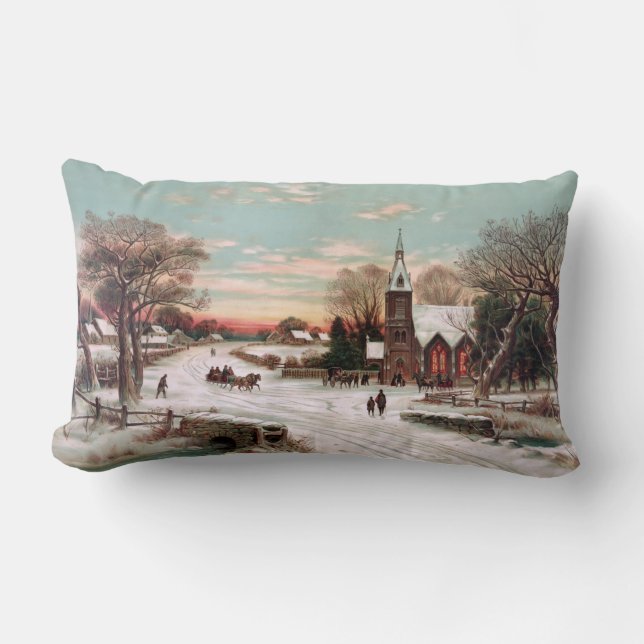 Vintage jul Kväll Lumbar Pillow Lumbarkudde (Framsida)