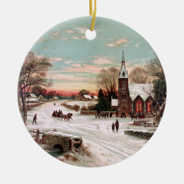 Vintage jul Kväll Ornament (Framsidan)