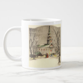 Vintage jul, kyrka i vintersnowscape jumbo mugg