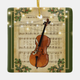 Vintage jul Lakan Music Cello Julgransprydnad Keramik