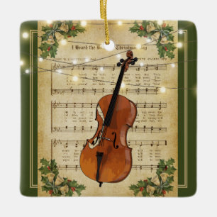 Vintage jul Lakan Music Cello Julgransprydnad Keramik