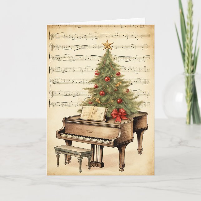 Vintage jul Lakan Music Grand Piano Helgkort (Framsida)