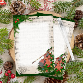 Vintage jul Lakan Music med Festive Violin Brevpapper