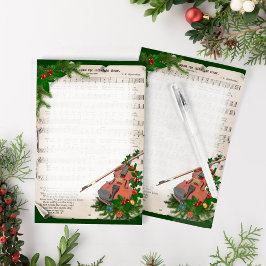 Vintage jul Lakan Music med Festive Violin Post-it Block
