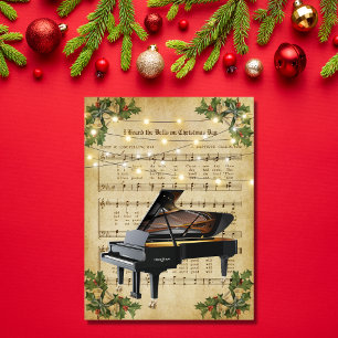 Vintage jul Lakan Music och Piano Vykort